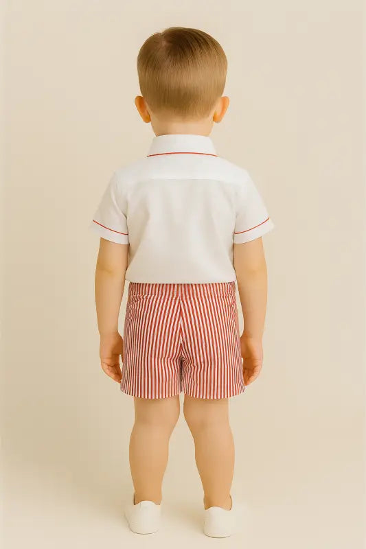 Erkek Çocuk Kısa Kol Gömlekli - Papyonlu - Şortlu Takım - Bebek Giyim/Erkek Bebek Giyim/Erkek Bebek Takımları