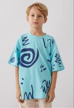 Erkek Çocuk Kısa Kollu - Mavi Renk - Bisiklet Yaka Tişört - Erkek Çocuk Giyim/Erkek Çocuk Tshirt