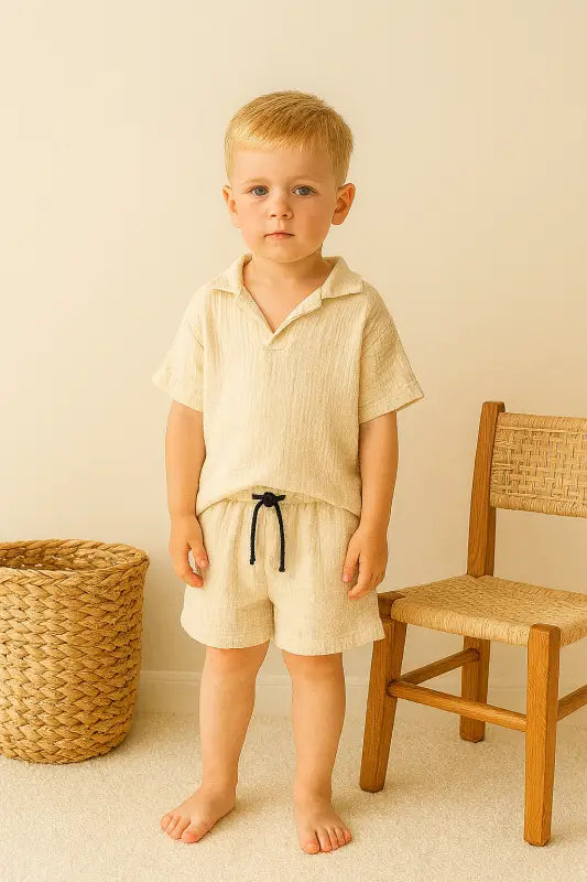 Erkek Çocuk Kısa Kollu - Müslin Kumaş - Şortlu Takım - Erkek Çocuk Giyim/Erkek Çocuk Takım