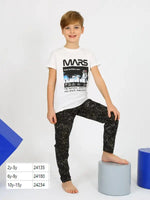 Erkek Çocuk Kısa Kollu Pijama Takımı | 2-5 Yaş | Uyku Kıyafeti | Mars Baskılı | Beyaz - Erkek Çocuk Giyim/Erkek Çocuk