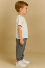 Erkek Çocuk Kısakollu - Bisiklet Yaka - Tişörtlü - Bel Ve Bilek Kısmı Lastikli - Cep Detaylı- Uzun Paça -Keten