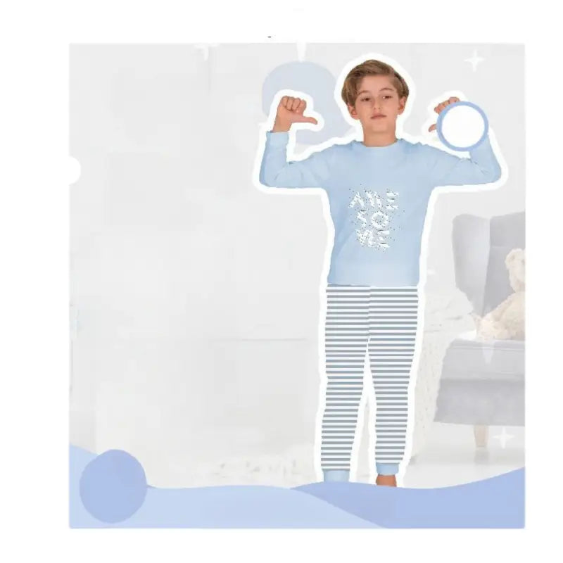 Erkek Çocuk Pijama Takımı | 9 - 13 Yaş | Mavi Renk - Erkek Çocuk Giyim/Erkek Çocuk Pijama & Eşofman