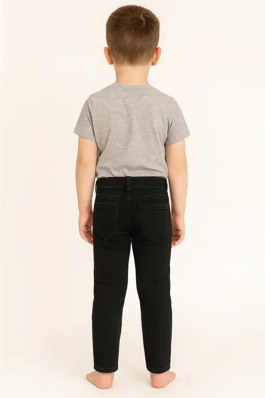 Erkek Çocuk Siyah Likralı Jean Pantolon – Slim Fit 5 Cep % 98 Pamuk % 2 Elastan (5-7 Yaş) - Erkek Çocuk Giyim/Erkek