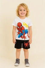 “Erkek Çocuk Spider-Man Baskılı T-Shirt & Şort Takımı – Lisanslı Marvel Yazlık Kombin | 4-6 Yaş” - Erkek Çocuk