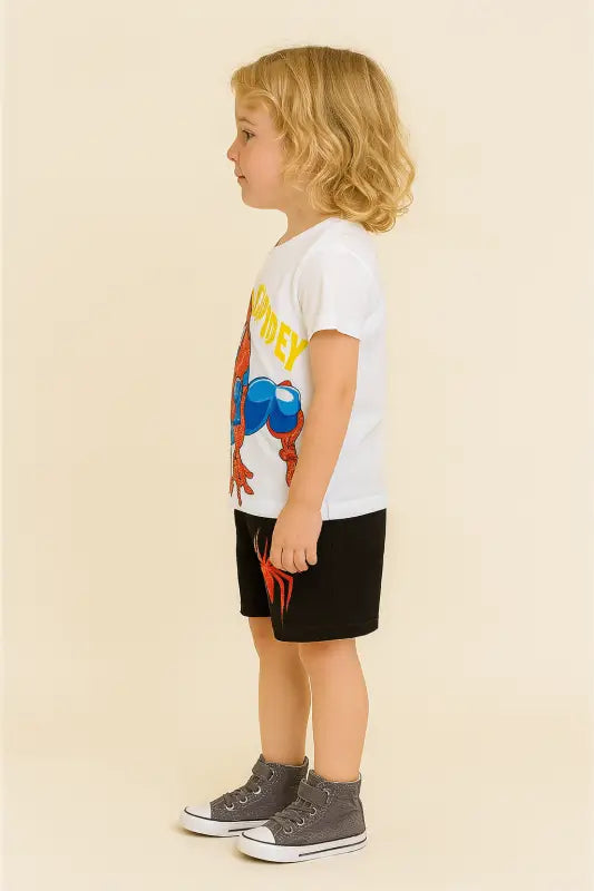“Erkek Çocuk Spider-Man Baskılı T-Shirt & Şort Takımı – Lisanslı Marvel Yazlık Kombin | 4-6 Yaş” - Erkek Çocuk