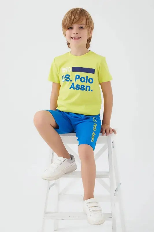 Erkek Çocuk Tshirt & Şort Takım | Sarı & Mavi Renk | 4 - 8 Yaş - Erkek Çocuk Giyim/Erkek Çocuk Takım