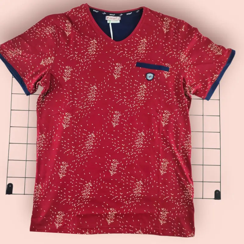 Erkek Kaprili Pijama Takımı | Tshirt & Kapri | Bordo & Lacivert - İç Giyim/Erkek İç Giyim/Erkek Pijama & Eşofman