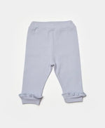 Kız Bebek Çiçek Nakışlı Bebe Yakalı Uzun Kol Mavi Renk 2Li Takım - Bebek Giyim/Kız Bebek Giyim/Kız Bebek Takımları