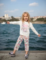 Kız Bebek Duffy Ve Mickey Baskılı Sweat-Çiçek Desenli -İspanyol Paçalı-Beli Lastikli Pantolonlu 2Li Tk. - Bebek