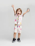 Kız Bebek Kalpli Pijama Takımı - Düğmeli - Kısakol - Şortlu - Pamuklu - 6 - 24 Ay - Bebek Giyim/Kız Bebek Giyim/Kız