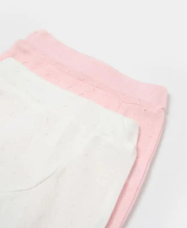Kız Bebek Pamuklu Jakar Desenli Bebek Patiksiz Alt 2’Lü Takım - Pembe-Beyaz Renk - 3 - 24 Ay - Bebek Giyim/Kız Bebek