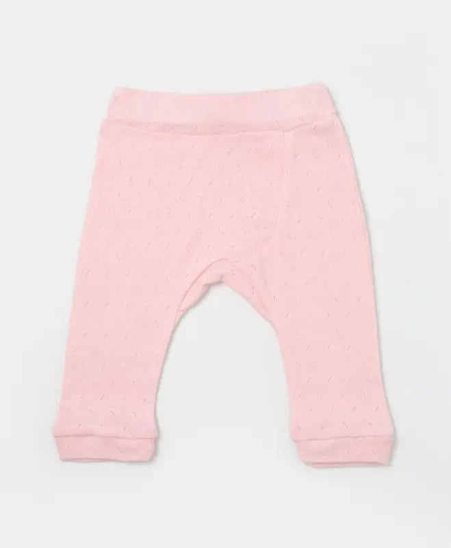 Kız Bebek Pamuklu Jakar Desenli Bebek Patiksiz Alt 2’Lü Takım - Pembe-Beyaz Renk - 3 - 24 Ay - Bebek Giyim/Kız Bebek
