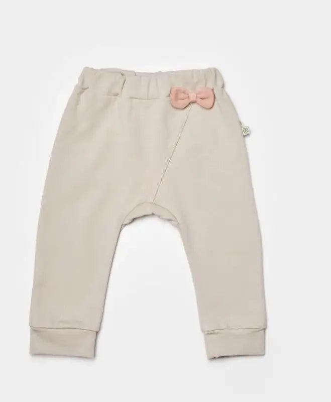 Kız Çocuk Beli Lastikli Fiyonk Detaylı Tek Alt Pantolon - Bebek Giyim/Kız Bebek Giyim/Kız Bebek Tek Alt