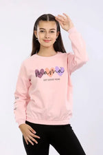 Kız Çocuk Est Good Year Yazılı İç Kısmı Şardonlu Pembe Renk Sweat - Kız Çocuk Giyim/Kız Çocuk Sweatshirt