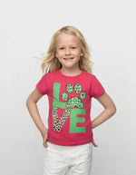 Kız Çocuk Love Desenli T-Shirt - Renk Seçenekleri Mor Pembe Mavi - Pamuk Malzeme - Günlük Kullanım - Sevimli Detaylar