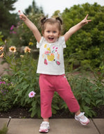 Kız Çocuk Meyve Baskılı Pullu Kısakollu Taytlı 2Li Takım - Kategorisiz