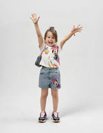 Kız Çocuk Mickey Mouse Baskılı Kot Şortlu Çantalı 3Lü Takım - Kız Çocuk Giyim/Kız Çocuk Takım