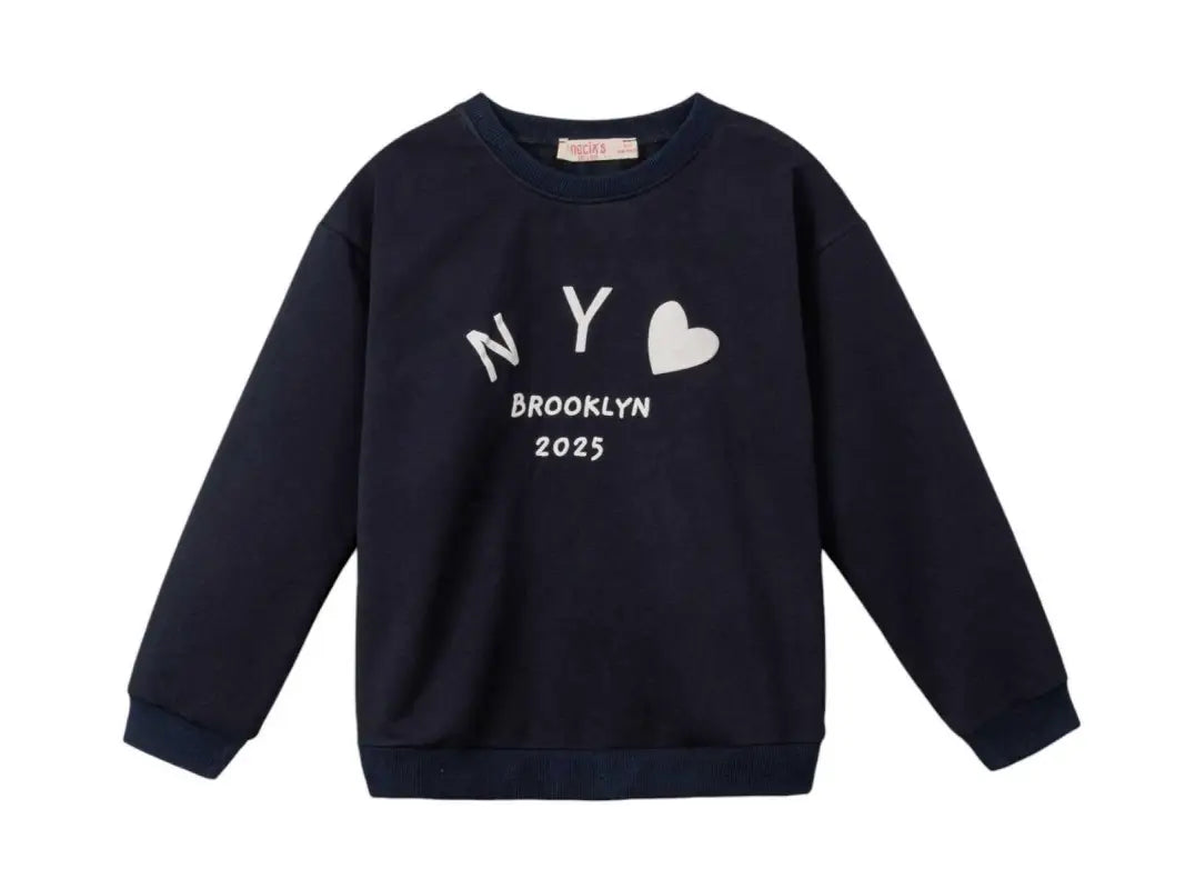 Kız Çocuk N Y Brooklyn 2025 Baskılı Siyah Renk Uzun Kollu Sweat - Kız Çocuk Giyim/Kız Çocuk Sweatshirt