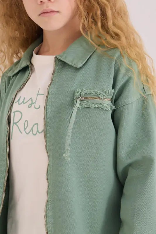 Kız Çocuk Nane Yeşili Fermuarlı Utility Takım – Cep Detaylı Ceket & Rahat Pantolon | 8-12 Yaş” - Kız Çocuk Giyim/Kız