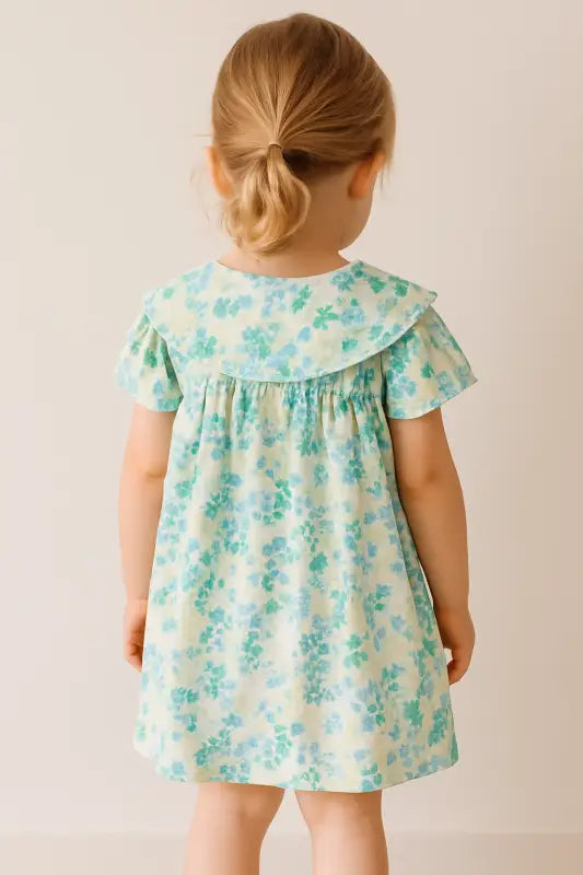 Kız Çocuk Önden Düğmeli - Sıfır Kol - Çiçekli Elbise - Kız Çocuk Giyim/Kız Çocuk Elbiseleri