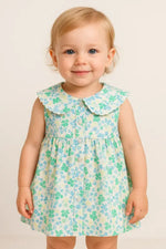 Kız Çocuk Önden Düğmeli - Sıfır Kol - Çiçekli Elbise - Kız Çocuk Giyim/Kız Çocuk Elbiseleri