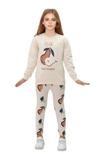 Kız Çocuk Pear Yazılı Armat Baskılı Fitilli Taytlı 2Li Takım - Kız Çocuk Giyim/Kız Çocuk Takım