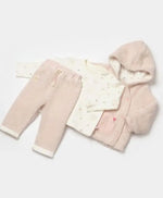 Kız Çocuk Peluş Yandan Düğmeli Kapşonlu Kanguru Cepli Kedi Baskılı 3Lü Takım - Bebek Giyim/Kız Bebek Giyim/Kız Bebek