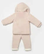 Kız Çocuk Peluş Yandan Düğmeli Kapşonlu Kanguru Cepli Kedi Baskılı 3Lü Takım - Bebek Giyim/Kız Bebek Giyim/Kız Bebek