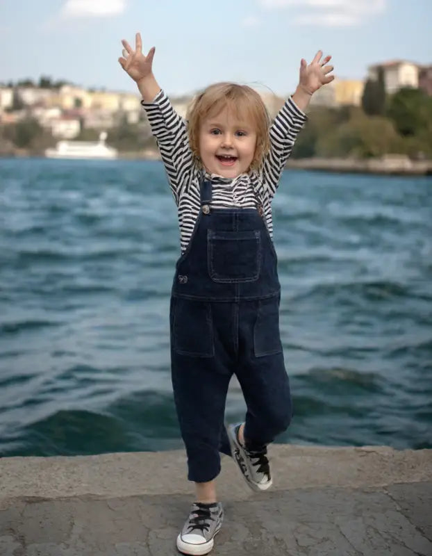 Kız Çocuk Salopet Takım | Sweat & Kot Salopet | Mavi | 3 - 6 Yaş - Kız Çocuk Giyim/Kız Çocuk Tulum & Salopet