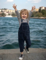 Kız Çocuk Salopet Takım | Sweat & Kot Salopet | Mavi | 3 - 6 Yaş - Kız Çocuk Giyim/Kız Çocuk Tulum & Salopet