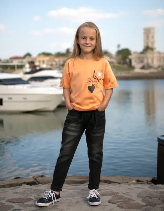 Kız Çocuk Siyah Kot Pantolon - Yüksel Bel Ve Esnek Kumaş - 2-7 Yaş - Dört Mevsim Kullanımı - Kız Çocuk Giyim/Kız Çocuk