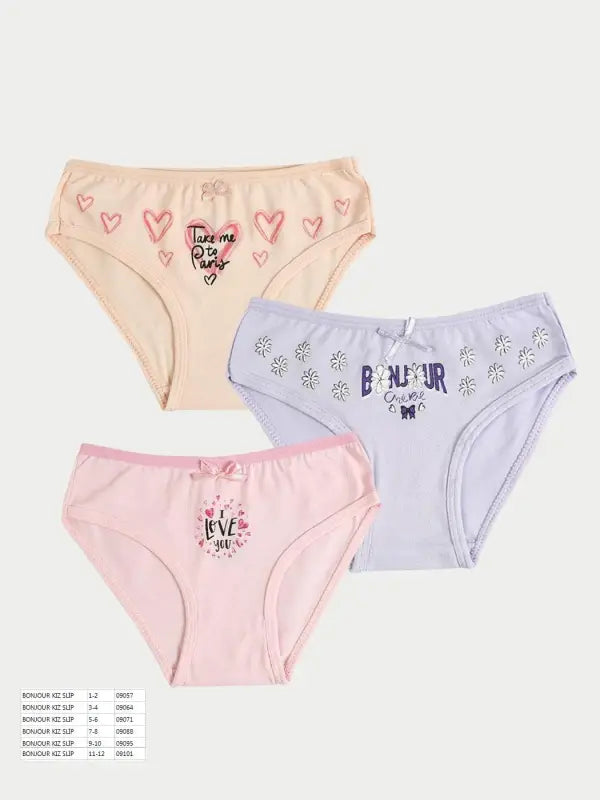 Kız Çocuk Slip Seti - 3’Lü Paket - Baskılı 1-6 Yaş Slip - Kız Çocuk Giyim/Kız Çocuk İç Giyim