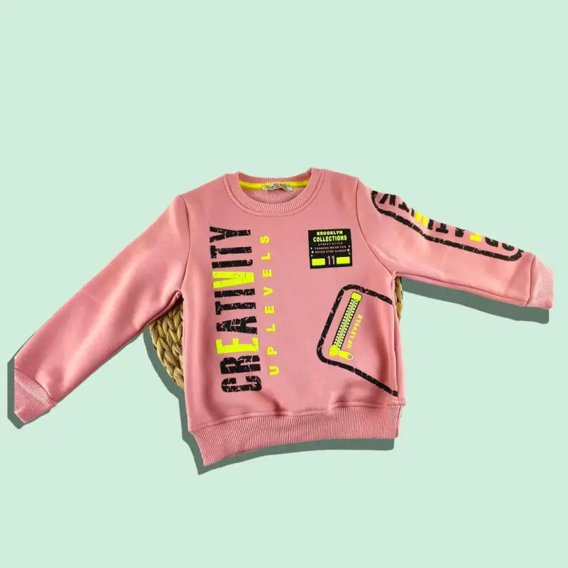 Kız Çocuk Sweatshirt | 3 Yaş | Pudra | Uzun Kol - Kız Çocuk Giyim/Kız Çocuk Sweatshirt