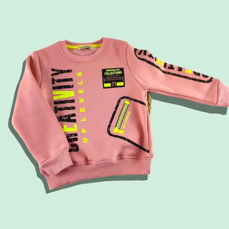 Kız Çocuk Sweatshirt | 3 Yaş | Pudra | Uzun Kol - Kız Çocuk Giyim/Kız Çocuk Sweatshirt