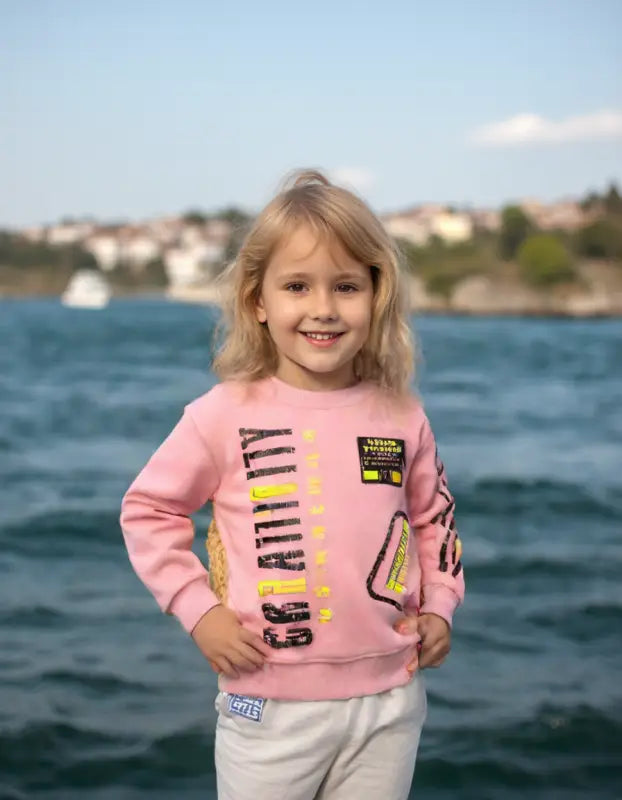 Kız Çocuk Sweatshirt | 3 Yaş | Pudra | Uzun Kol - Kız Çocuk Giyim/Kız Çocuk Sweatshirt