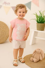 Kız Çocuk The Always Yazılı Simli Kısa Kollu Tişört Şort Takım - Kız Çocuk Giyim/Kız Çocuk Takım