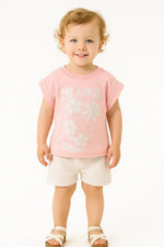 Kız Çocuk The Always Yazılı Simli Kısa Kollu Tişört Şort Takım - Kız Çocuk Giyim/Kız Çocuk Takım