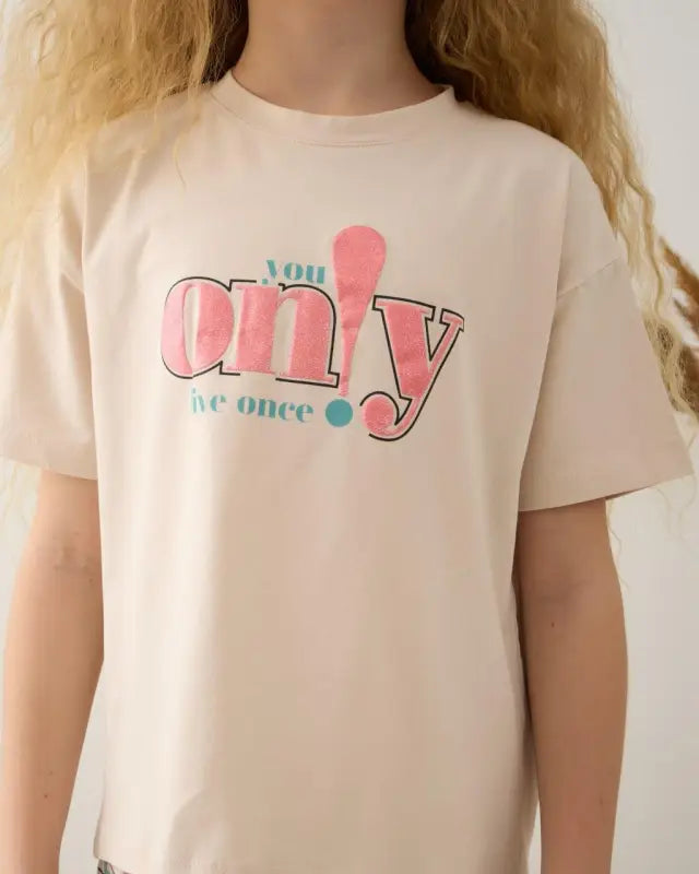 Kız Çocuk Tshirt Pantolon Takım | 9-12 Yaş | Taş & Pudra Renk - Kız Çocuk Giyim/Kız Çocuk Takım