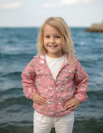 Kız Çocuk Unicorn Baskılı Cepli Kapşonlu Yağmurluk - Fermuarlı - Kapşonlu - Pudra Renk - 5-8 Yaş - Kız Çocuk Giyim/Kız