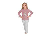 Kız Çocuk Unicorn Baskılı Pudra Renk Pamuklu Pijama Takımı | 5-9 Yaş - Kız Çocuk Giyim/Kız Çocuk Pijama Takımları