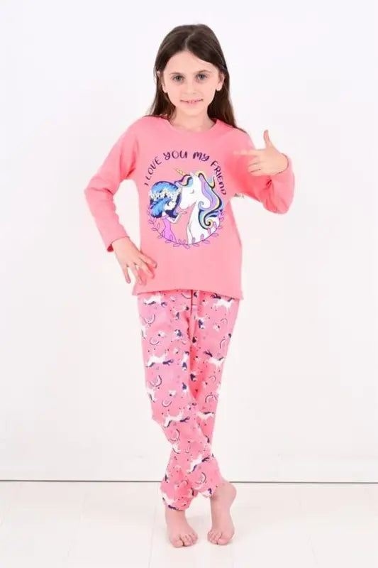 Kız Çocuk Unicorn Desenli Pijama Takımı | 1 Yaş | Pembe Renk - Kız Çocuk Giyim/Kız Çocuk Pijama Takımları
