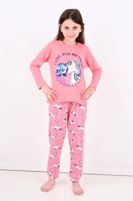 Kız Çocuk Unicorn Desenli Pijama Takımı | 1 Yaş | Pembe Renk - Kız Çocuk Giyim/Kız Çocuk Pijama Takımları