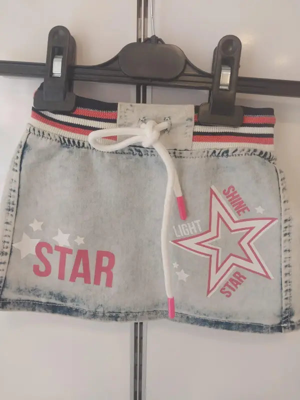 Kız Çocuk Yıldız Desenli Kot Etek - Lastikli Bel Detayıyla - Mavi - 3-4 Yaş - Kız Çocuk Giyim/Kız Çocuk Etek