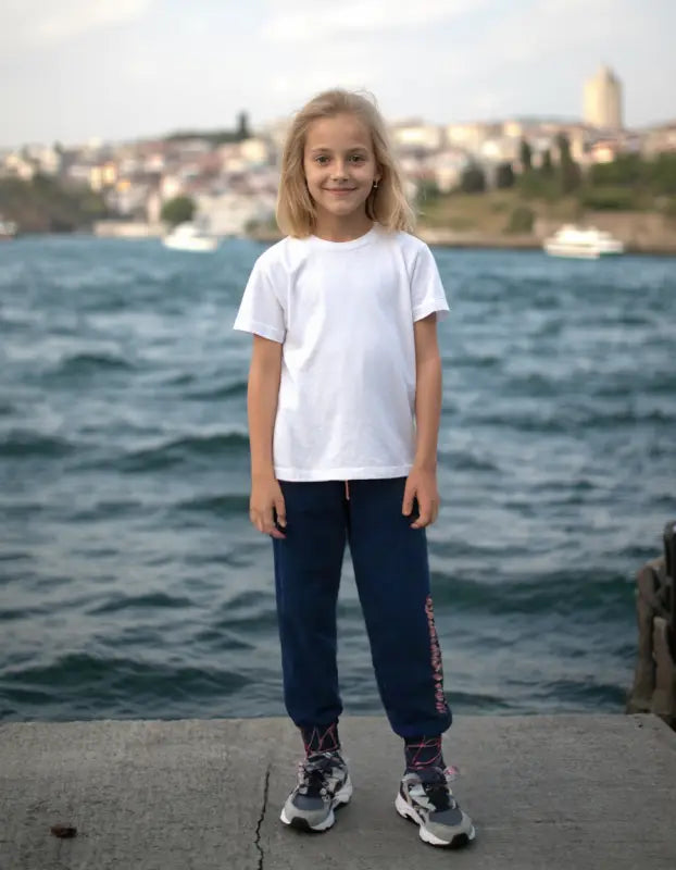 Kız Çocuk You Really Yazı Baskılı Bağcıklı Alt Eşofman - Lastikli - Lacivert Renk - Cepli - 5 - 8 Yaş - Kız Çocuk