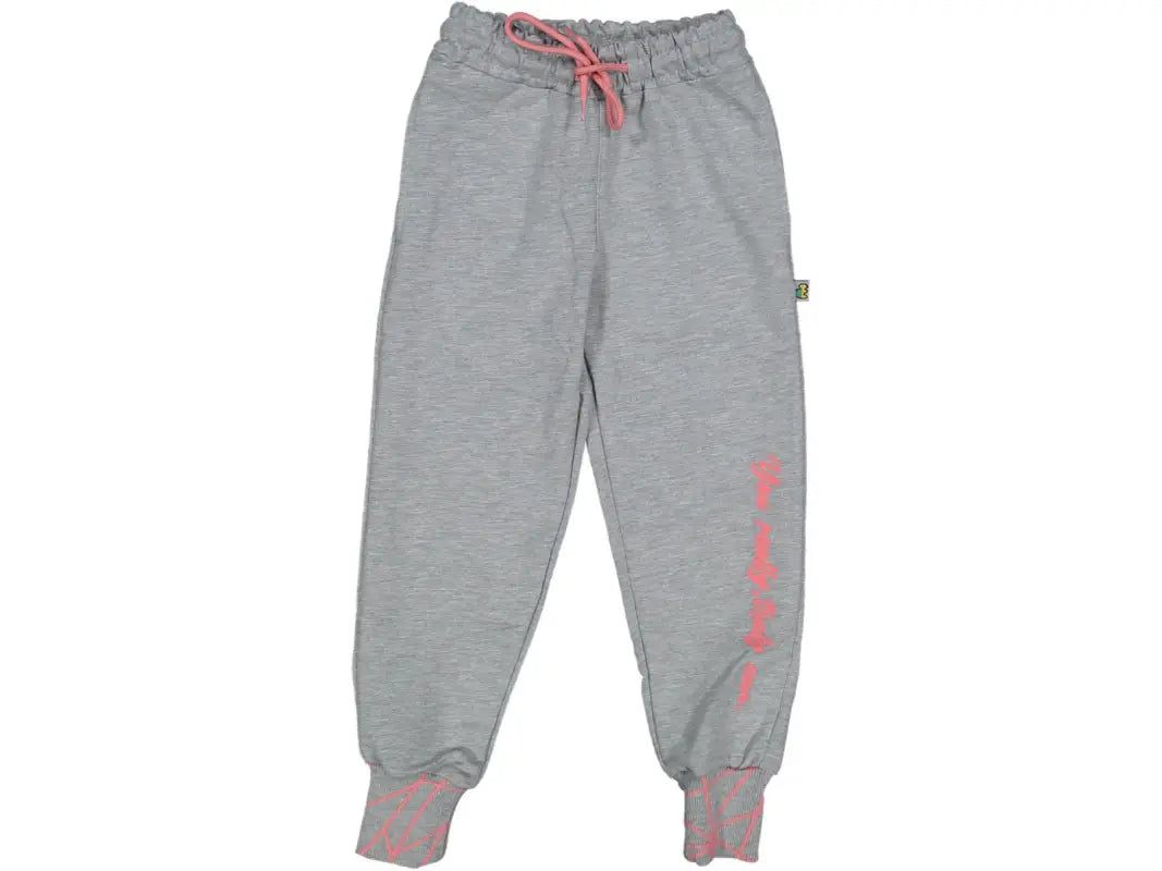 Kız Çocuk You Really Yazı Baskılı Bağcıklı Alt Eşofman - Lastikli - Gri Renk - Cepli - 5 - 8 Yaş - Kız Çocuk Giyim/Kız