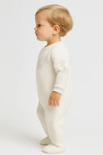 Krem Little Deer Yan Çıtçıtlı Kapalı Ayak Quilted Bebek Tulum | % 100 Pamuk | Unisex 0-12 Ay - Bebek Giyim/Erkek Bebek