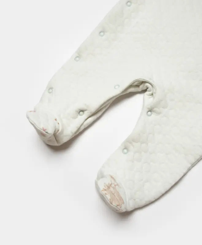 Krem Little Deer Yan Çıtçıtlı Kapalı Ayak Quilted Bebek Tulum | % 100 Pamuk | Unisex 0-12 Ay - Bebek Giyim/Erkek Bebek