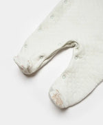 Krem Little Deer Yan Çıtçıtlı Kapalı Ayak Quilted Bebek Tulum | % 100 Pamuk | Unisex 0-12 Ay - Bebek Giyim/Erkek Bebek