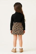 Leopar Desenli Mini Etek & Siyah Fitilli Boğazlı Üst – Kız Çocuk 5-7 Yaş Sokak Şıklığı” - Kız Çocuk Giyim/Kız Çocuk