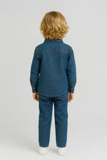 Mickey Mouse Nakışlı Erkek Çocuk Kot Takım | Denim Gömlek + Jean Pantolon | 4-6 Yaş - Erkek Çocuk Giyim/Erkek Çocuk